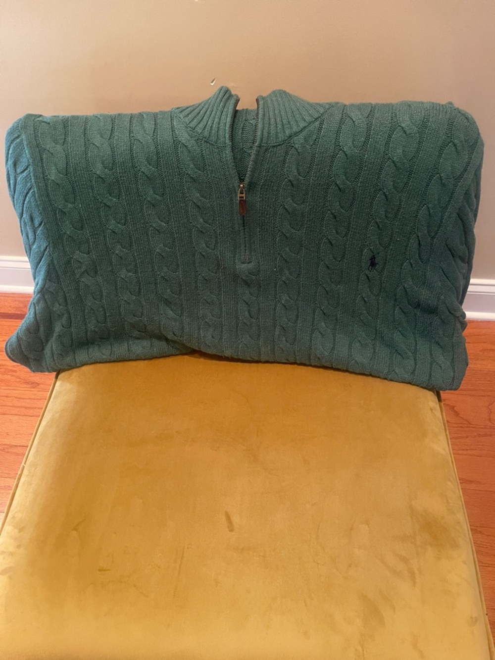 Polo by Ralph Lauren Teal Cable-Knit Quarter-Zip Sweater